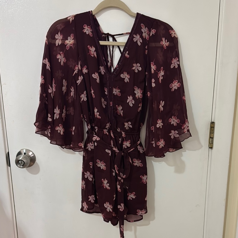 Abercrombie & Fitch Maroon Floral Romper
